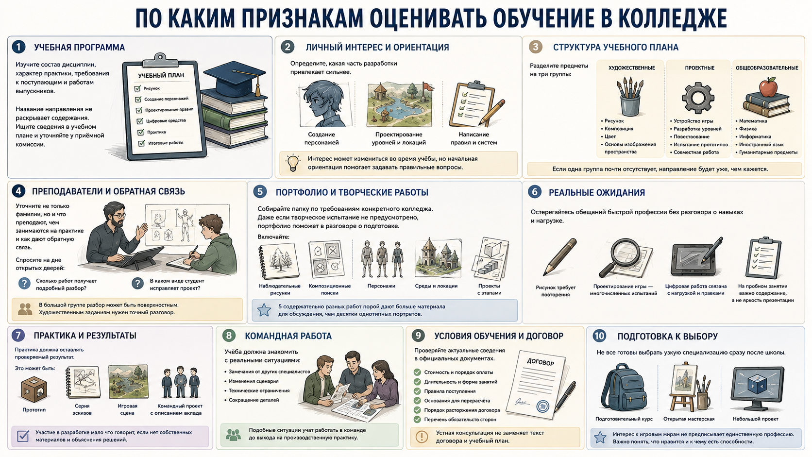 По каким признакам оценивать обучение в колледже